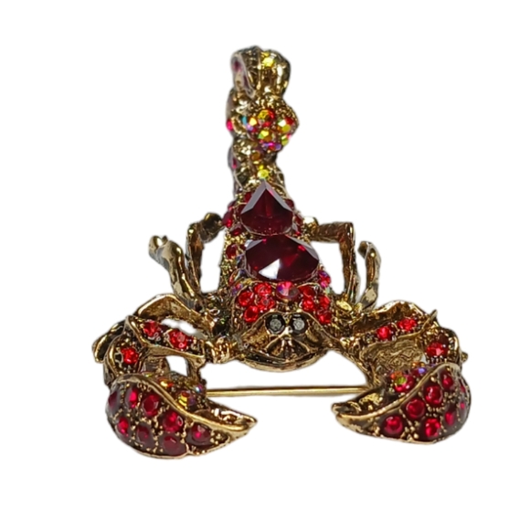 Scorpion Crystal Rhinestone Bling Articulated Stinger Brooch Pendant - Picture 13 of 15